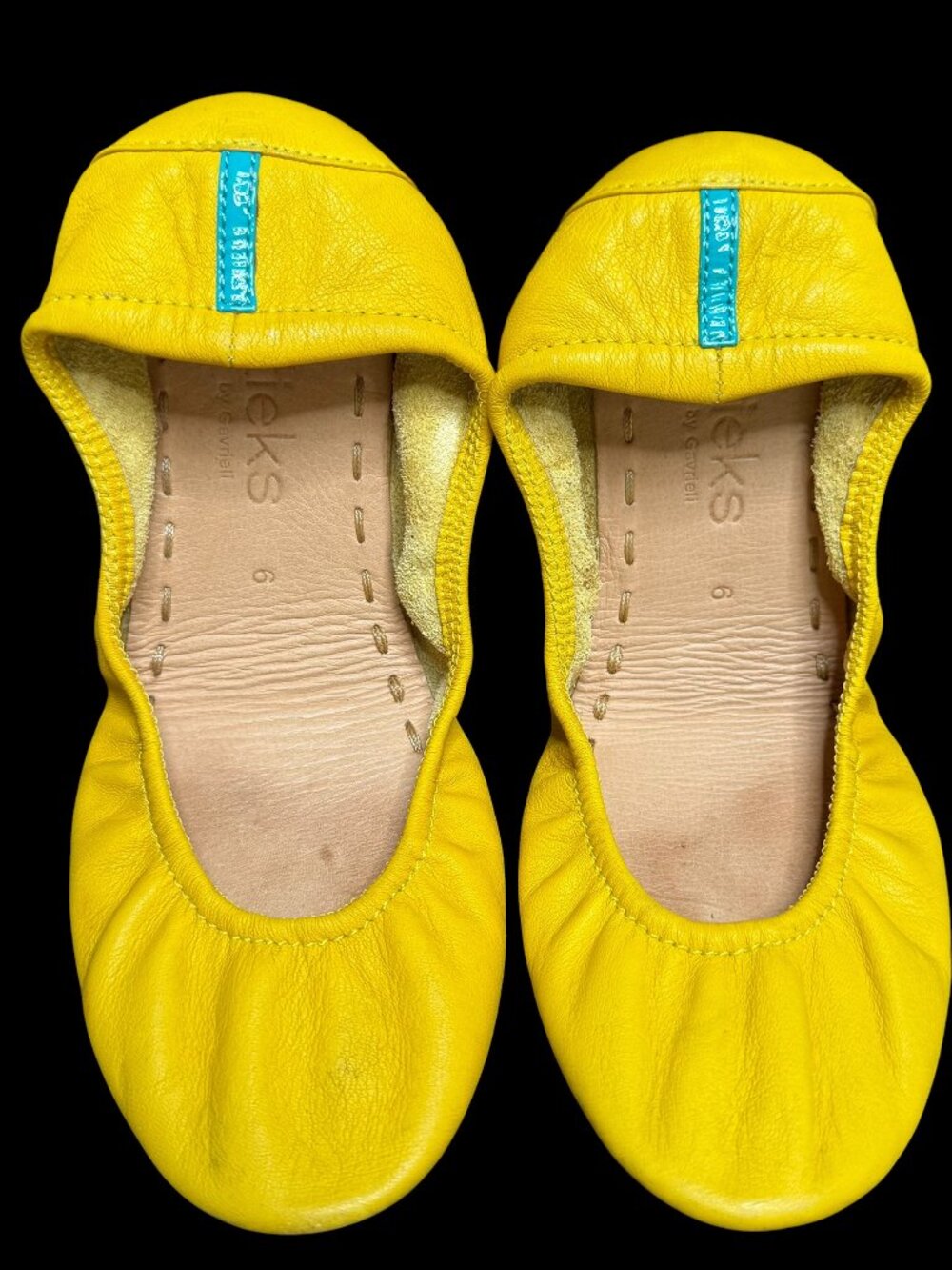 Tieks Mustard Yellow Foldable Ballet Flats Size 6 EUC